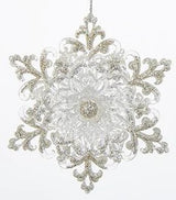 Ornaments shaped like snowflakes.