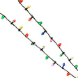 This image shows the necklace on a white background. The necklace is designed to look like a string of multi-colored light bulbs.