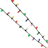 This image shows the necklace on a white background. The necklace is designed to look like a string of multi-colored light bulbs.