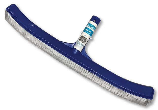 Pool brush. Handle is blue and bristles are white. Brush pole not included.