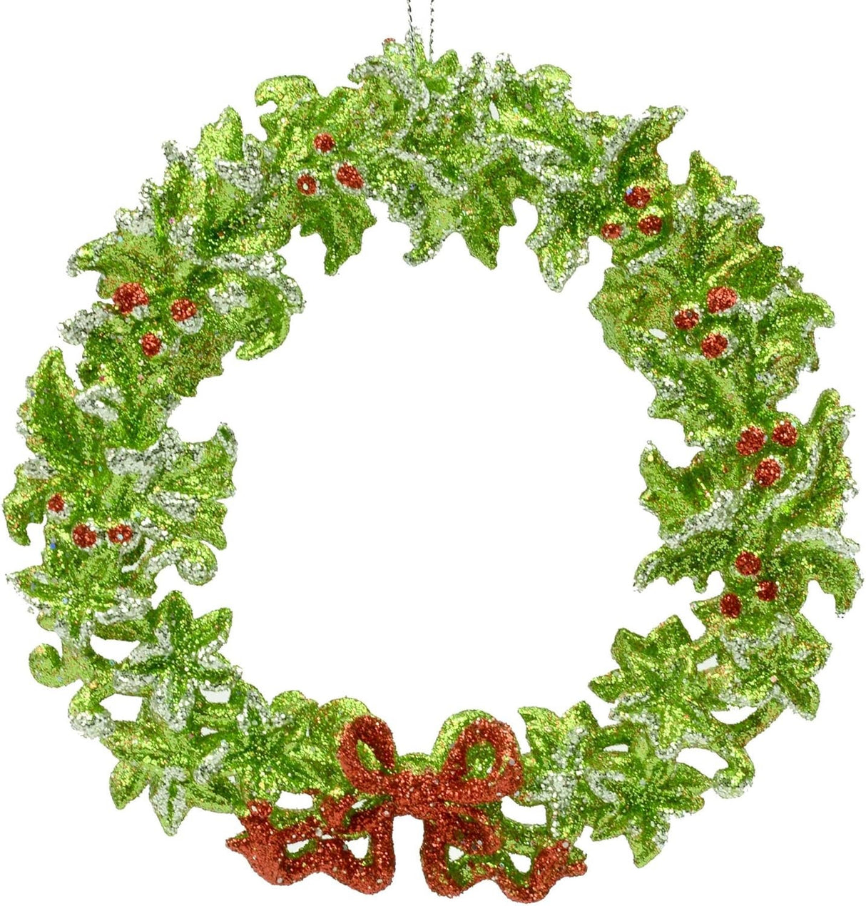 5" Acrylic Green Glitter Wreath Ornament