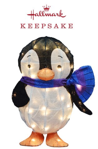 This image reads "Hallmark Keepsake" and shows Wendel the penguin decoration.