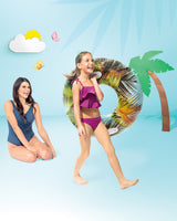 Inner tube detailed with colorful leaves.