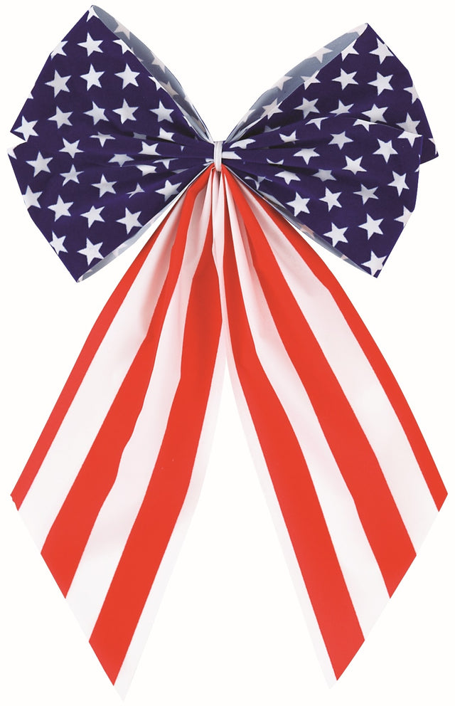 Four loop ribbon designed to look like the red, white and blue American flag.