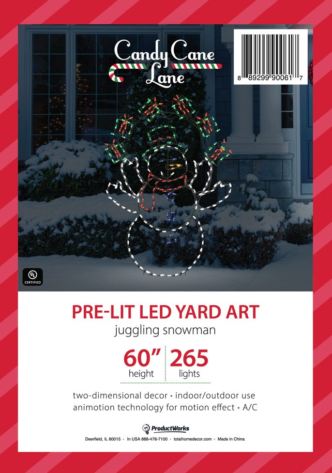 60" Juggling Snowman Animotion Outdoor LED Yard Decoration