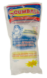This image shows the packaging for the 1-pack of this ScumBall product. It reads "Increases time between cleaning! Unique patented molecular structure attracts and absorbs oil. Helps to eliminate that nasty scum line from your pool or spa."