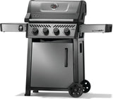 This image shows what this grill looks like on a white background. It's slightly turned so you can also see the side of the grill.