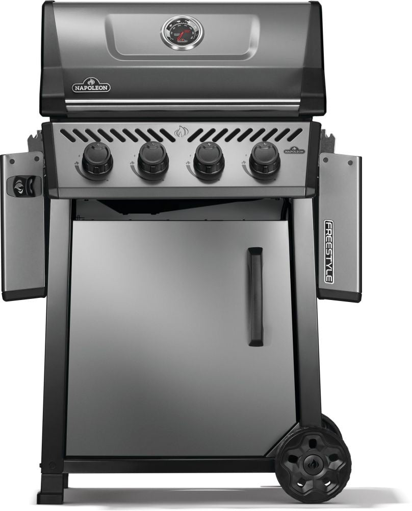 This image shows what this grill looks like when both of the side shelves are down.