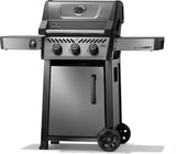 This image shows what this grill looks like on a white background. It's slightly turned so you can also see the side of the grill.