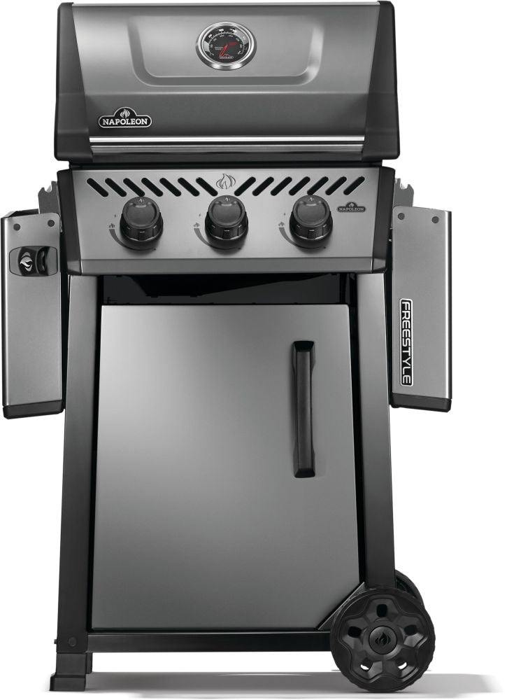 This image shows what this grill looks like when both of the side shelves are down.