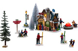 This image shows what this Lemax house set looks like set up on a white background.