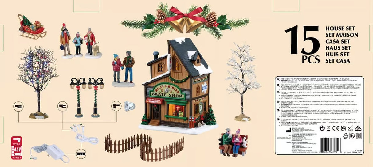 NEW 2026 Lemax Vail Village: Wally's Winter Skate Shop Set #66711