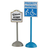 This image shows what these two Lemax Village accessories look like on a white background. They were designed to look like signage for your Lemax town.