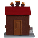 This image shows what the back of this table accent looks like. There's a brown door.