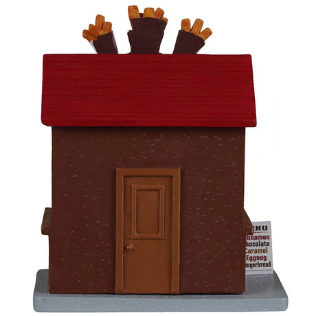 This image shows what the back of this table accent looks like. There's a brown door.