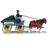 This image shows what this table piece looks like from the other side. The cart has a sign on it that reads "Christmas is Coming."