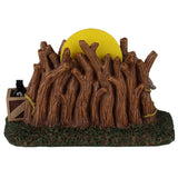 This image shows what the back of this product looks like. It's a bunch of bare trees with the tops cut off. You can see part of the yellow moon.