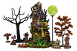 This image shows what this Lemax Spooky Town house set looks like all set up on a white background.