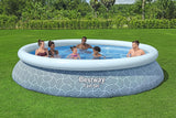 Bestway Fast Set 13' x 33" Round Inflatable Swimming Pool Set, Rattan Print