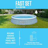 Bestway Fast Set 13' x 33" Round Inflatable Swimming Pool Set, Rattan Print