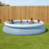 Bestway Fast Set 13' x 33" Round Inflatable Swimming Pool Set, Rattan Print