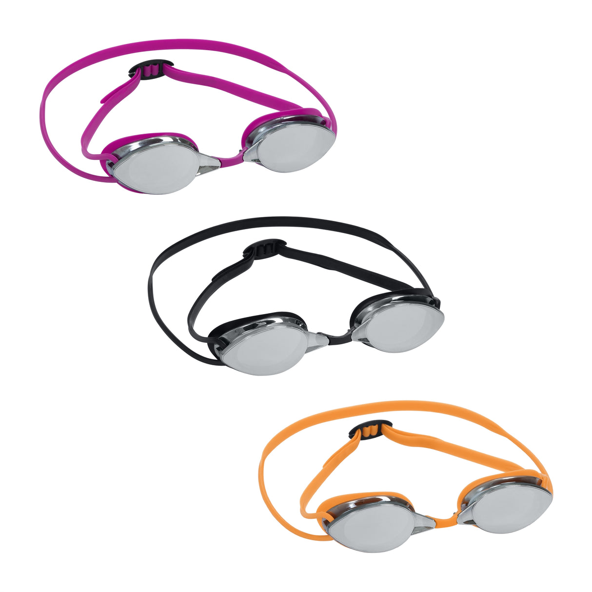 This image shows all three of the color options available for these goggles on a white background.