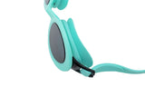 This image shows how thick the eyecups are on the neon blue goggles.