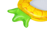 This is an up close view of the green headrest on the pineapple float.