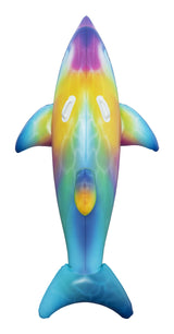 This image shows the dolphin ride-on float on a white background from above.
