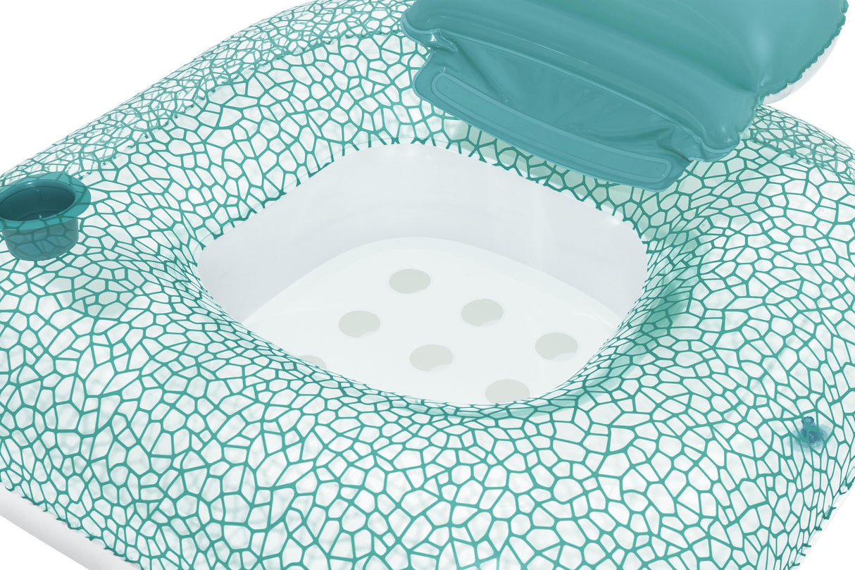 This is an up close image of the inflatable pool chair on a white background.