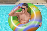 This is a lifestyle image showing a man holding the inner tube around his body.