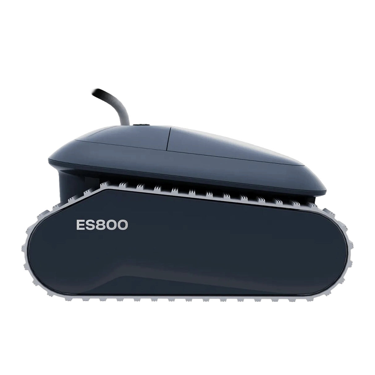 This image shows what this robotic pool cleaner looks like from the side on a white background.