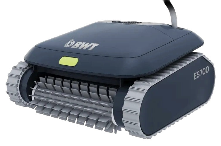 This image shows what this robotic pool cleaner looks like on a white background.