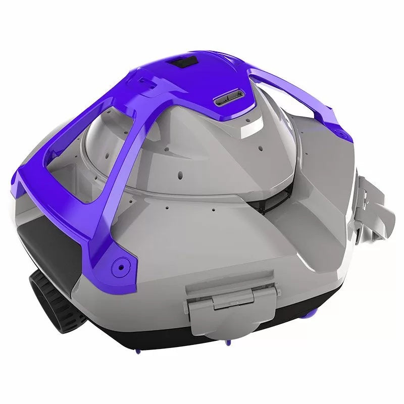 This image shows the robotic pool cleaner from a different angle on a white background.
