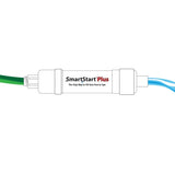 This image shows how this prefilter works. The garden hose goes into the prefilter and then the water comes out the other end.