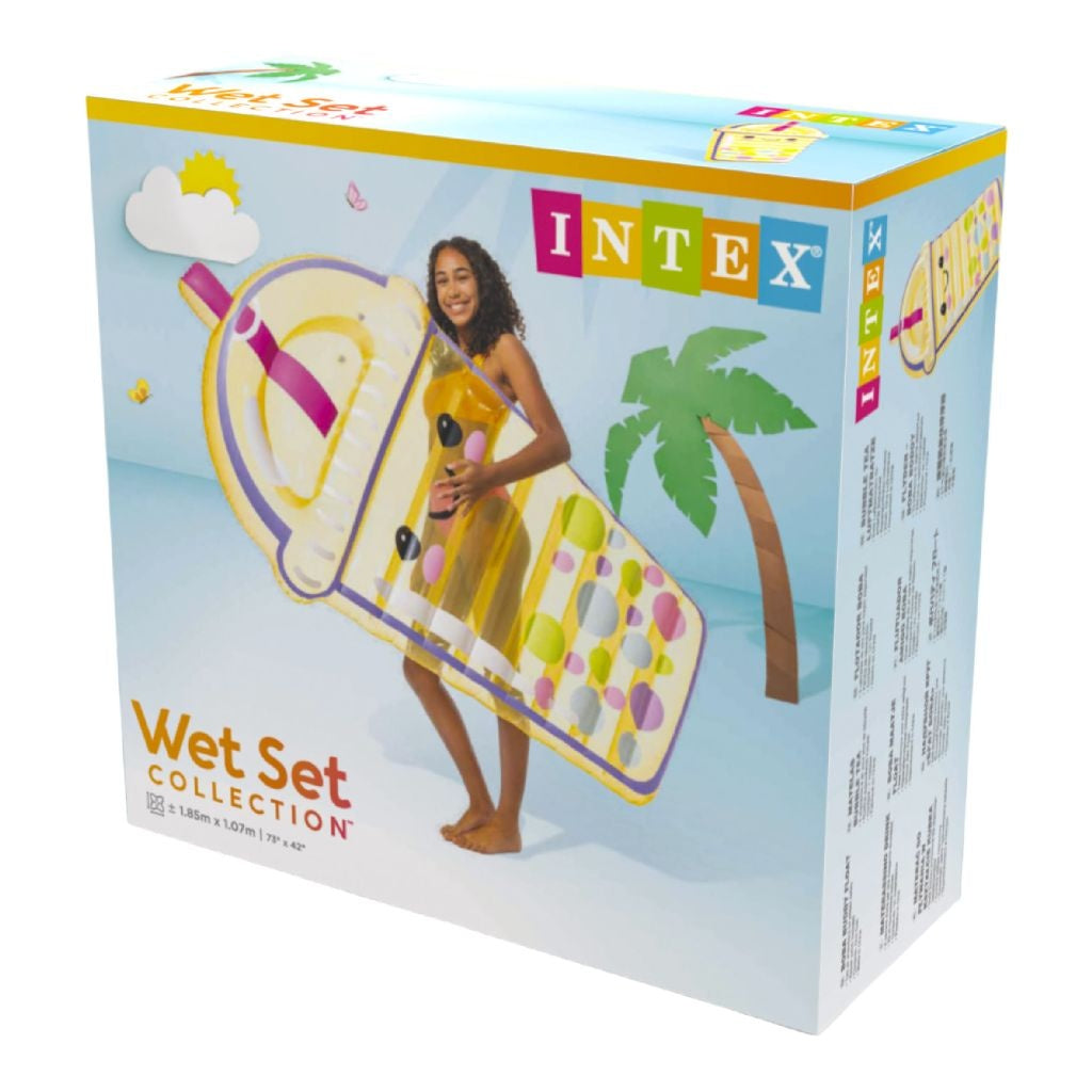 This image shows the packaging that this pool float comes in. It reads "Intex Wet Set Collection."