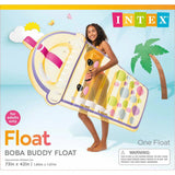 This image shows what the packaging looks like for this boba buddy pool float.