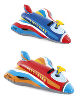 This image shows the two different jet fighter pool floats on a white background.