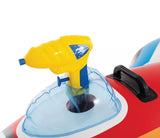 This is a close up view of one of the water guns that comes with the jet fighter pool ride on.