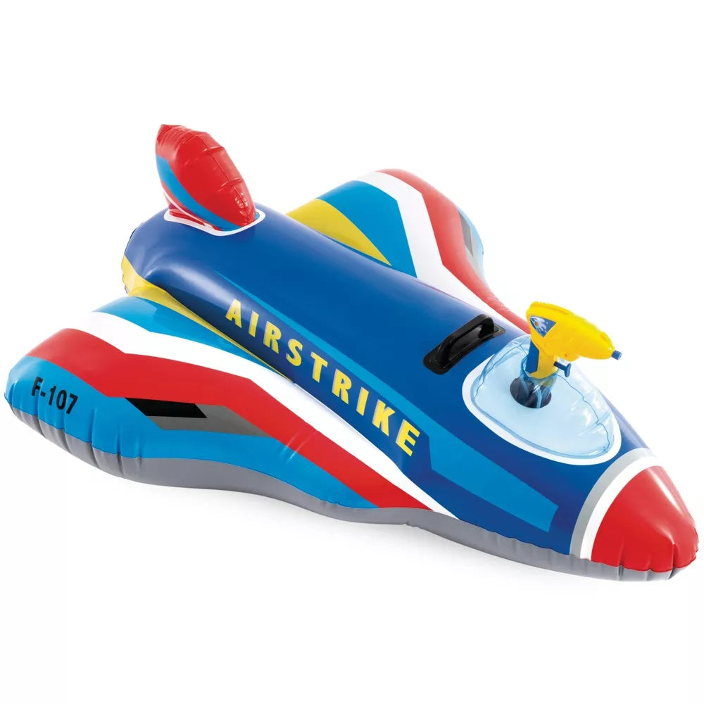 This image shows the blue jet fighter pool float on a white background.