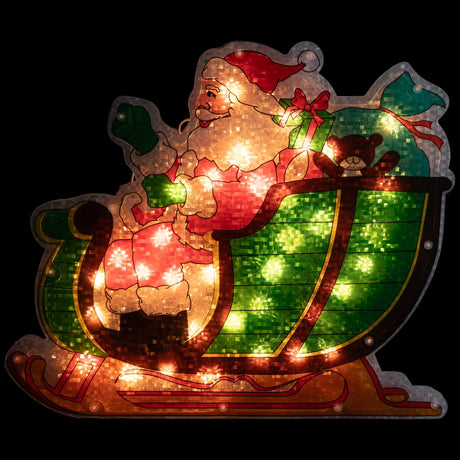 This image shows the Santa decoration in a dark room so the lights are bright.