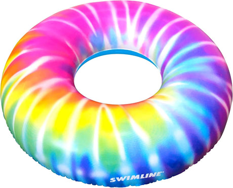 This image shows the swim ring on a white background. Colors are: Red, Orange, Yellow, Green, Blue Purple, Hot Pink and White.