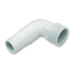 This image shows another angle of the elbow hose adapter on a white background.