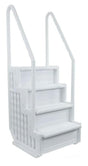 This image shows white in-pool steps on a white background.