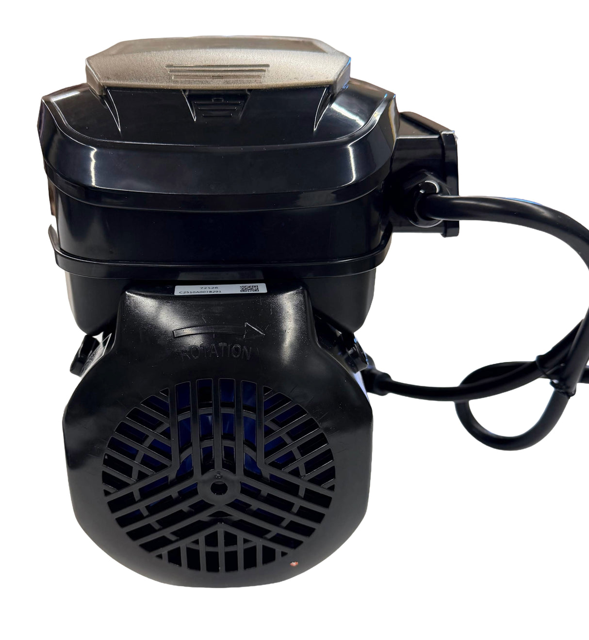 This image shows a different angle of the pool pump on a white background.