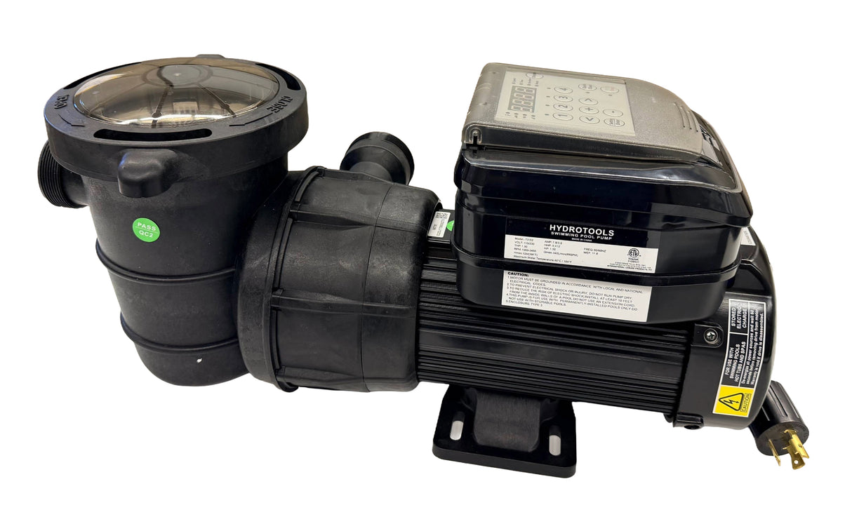 This image shows a different angle of the pool pump on a white background.