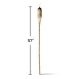 This image shows the tiki torch on a white background. It shows a ruler and indicates that this tiki torch is 57 inches tall.