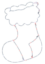 This image shows the stocking silhouette on a white background. The wire is white. The lights are white and red.