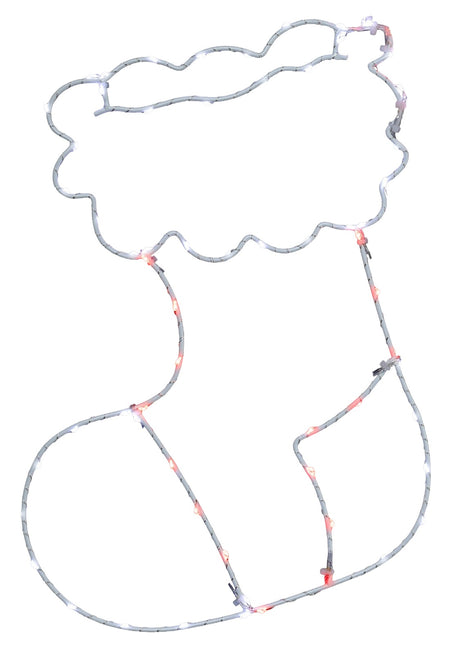 This image shows the stocking silhouette on a white background. The wire is white. The lights are white and red.