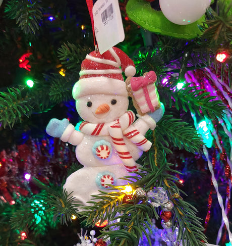 5" Peppermint Candy Snowman Ornament